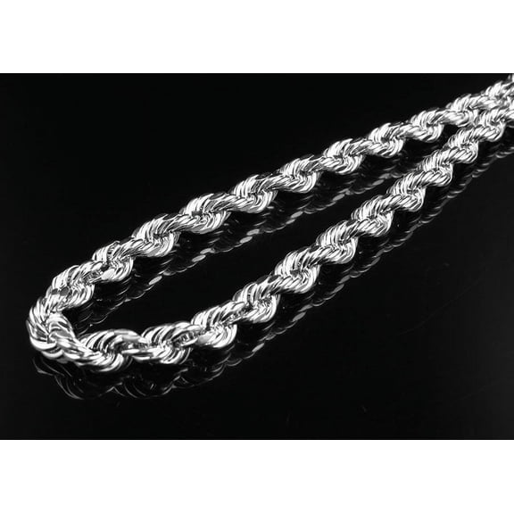 Hollow Rope Chain 7MM 10K White Gold 20-30 Inches-22"