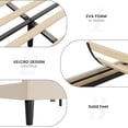 thumbnail image 4 of Beige tamaño completo-size forrado marco de cama con wingback cabecero, velvet platform, wood slats, no necesita colchón base, easy to assemble, 4 of 7