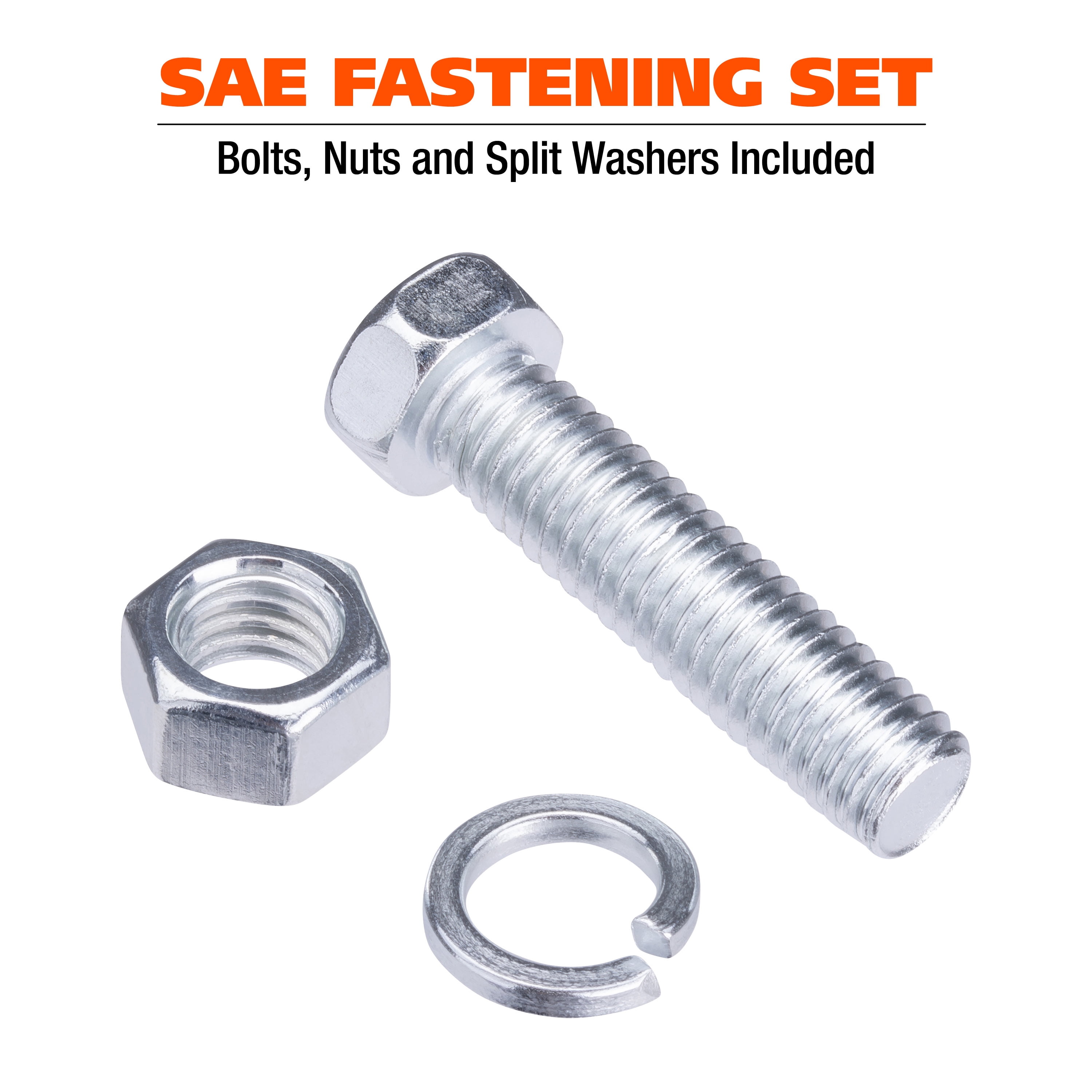 Great Neck Tools 255-Piece SAE Nut & Bolt Assortment Set, Silver, Machine Bolts, Hex Nuts, & Split Washers