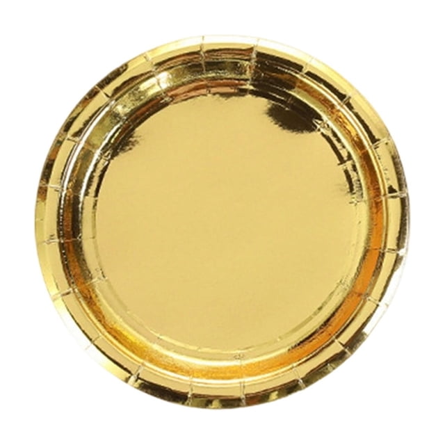 Leodye 10PCS Gold Foil Disposable Paper Plates Pack Metallic Elegant Party Tableware Birthday Wedding Cake Dessert Plate -10PCS
