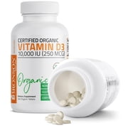 Bronson High Potency Vitamin D3 10,000 IU for Immune Support, Healthy Muscle Function & Bone Health, USDA Certified Organic Non-GMO Gluten Free Vitamin D Supplement, 360 Tablets