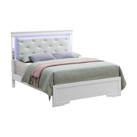 Glory Furniture Verona King Size Wood Bed White Pearlescent
