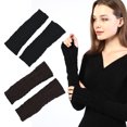 thumbnail image 1 of 2 pares de calentadores de brazo de invierno para mujer, guantes cálidos sin dedos, ganchillo a mano, 1 of 7
