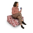 thumbnail image 2 of Christmas Rectangle Pouf, Xmas Candy Cones Stars Ribbons Hand Bells Pines Ornaments in Boxes, Under Desk Foot Stool for Living Room Office Ottoman with Cover, 25", Ruby Red White, by Ambesonne, 2 of 4