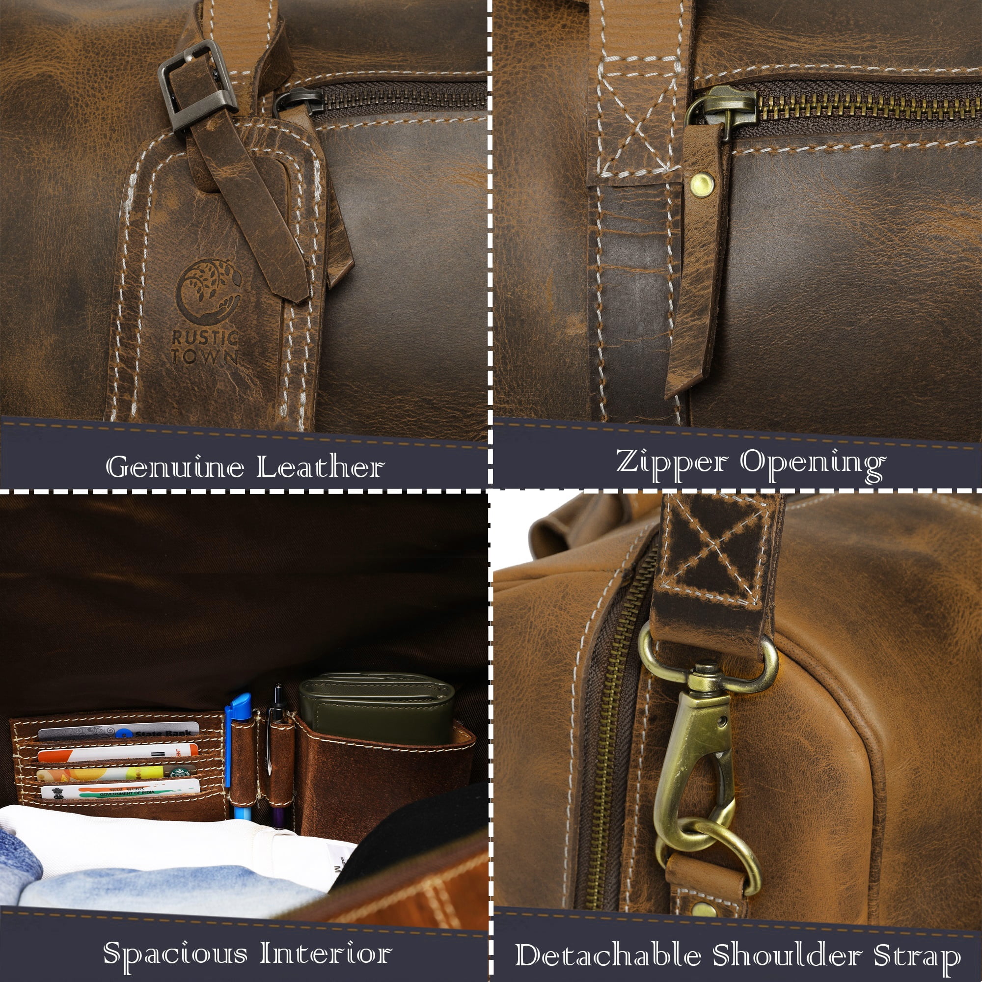 rustic town leather duffle