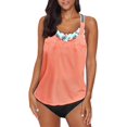 thumbnail image 1 of Tankini Deux Pièces pour Femmes à Rayures Blouson Imprimé, Dos en T à Bretelles, Rehausseur, Haut de Tankini avec Bas, 1 of 7