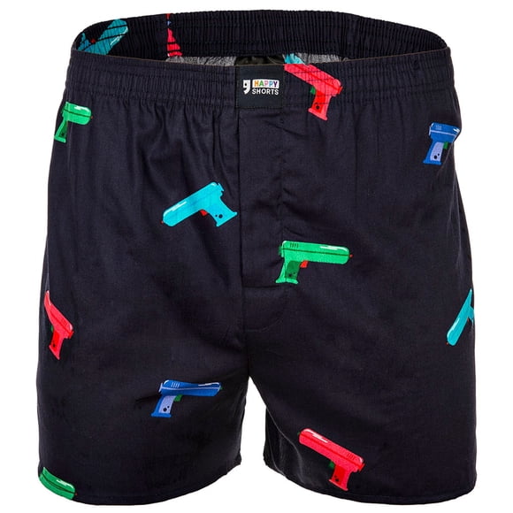 Happy Shorts Boxers de hombre tejidos - Estilo americano, algodón, estampados Water Pistols S (Small)