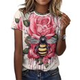 thumbnail image 3 of Bee And Flowers T-Shirt O Neck Oversize T-Shirts Short Sleeve Classic Tees Women Summer Graphic Tops, 3 of 5