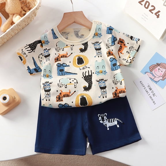 NAISIBABY Toddler Boys Girls Outfits, Shorts Short Sleeve Prints Casual Two-Piece Sets Gray 6-12 Months