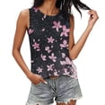 thumbnail image 2 of lcziwo Women Tank Top Eyelet Breathable Floral Print Round Neck Camisole Cozy Casual Sleeveless Tanks Top Pink L, 2 of 6