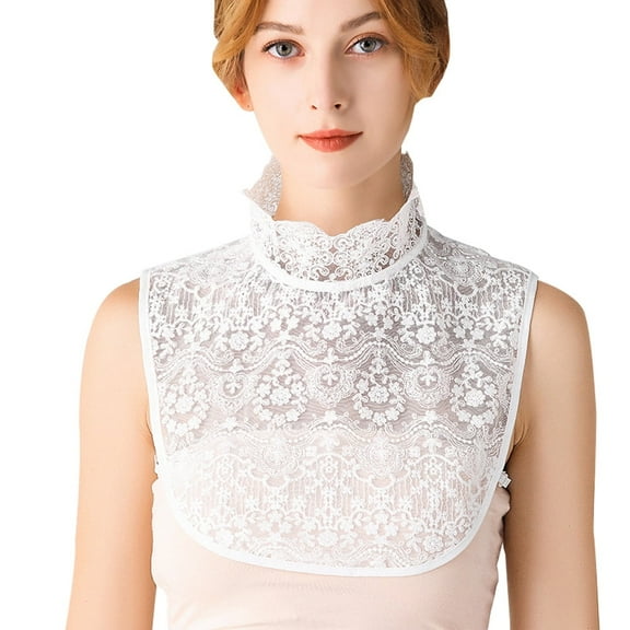 LoudSung Detachable Half Shirt Blouse False Collar Elegant Fake Collar Floral Lace Dickey Collar for Women Girls