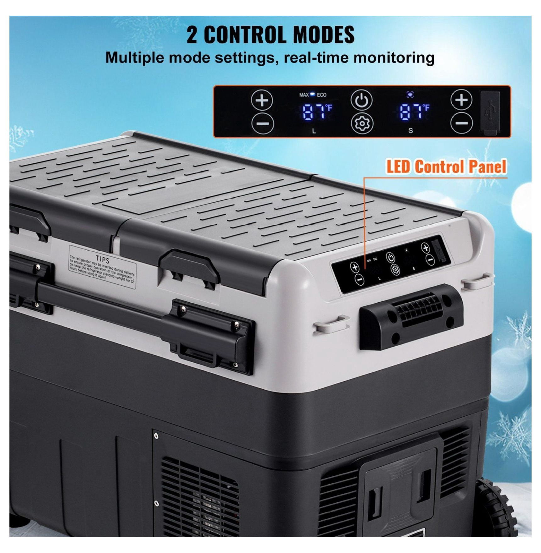 Portable Car Refrigerator Freezer 50L Dual Zone - 12V/24V & AC Powered, Compressor Cooling, Rapid Cooling for Road Trips, Camping, RV & Home Use