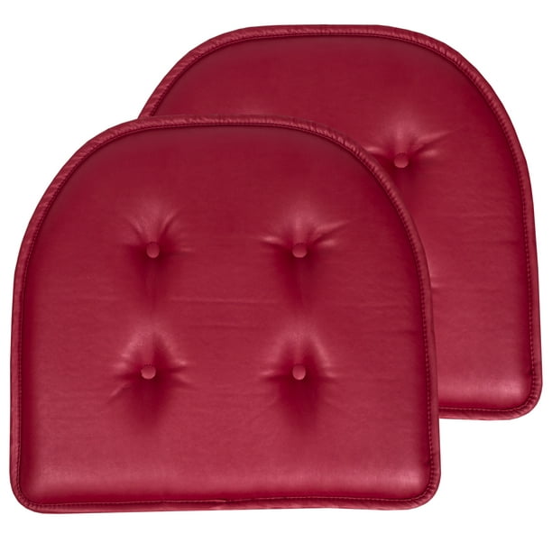 Faux Leather Chair Pad Cushion 2 Pack, Pink Leather Chair Cushion