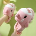 thumbnail image 5 of Pantuflas de algodón de tiburón de suela gruesa de invierno para mujer, pantuflas de algodón para padres e hijos, pantuflas de algodón cálidas de felpa antideslizantes para interiores para el hogar, 5 of 5