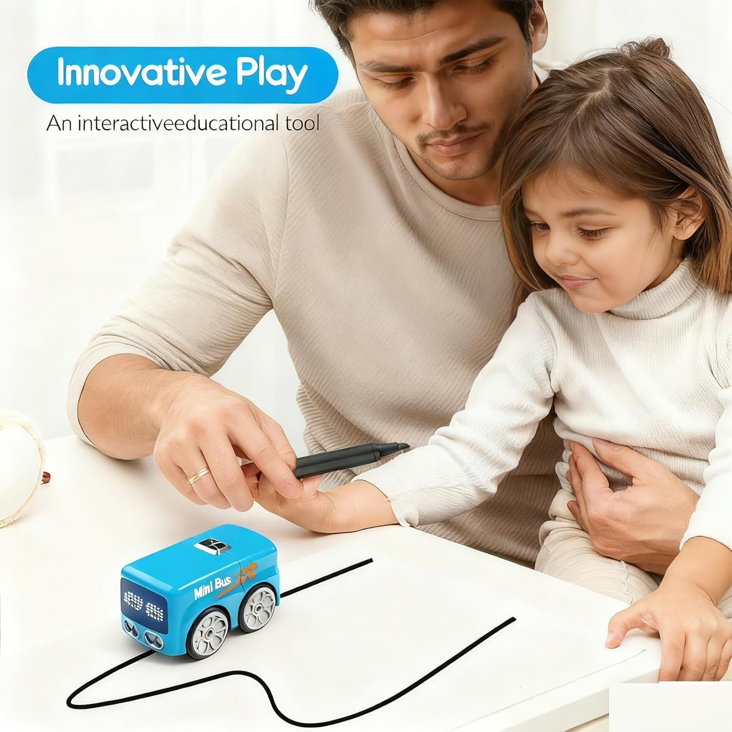 Magic Cars Follows Line Mini RC Bus | 2.4GHz Line-Following Sensor Car with Follow & Escape Modes, Smart Interactive Educational