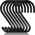 thumbnail image 1 of 6 Inch Large S Hooks for Hanging Plants, Non Slip Vinyl Coated S Hooks Heavy Duty, Metal Black Closet Hanger Hooks for Hanging Plant Jeans Pot Pan Clothes Purses Towel Bags Scarfs- 8 Pack, 1 of 5