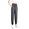 thumbnail image 3 of Women's Ice Silk Sweatpants Women's Loose Bunched Feet Summer Thin Casual Sanitary Pants Drape Thin Oversized Wide Leg, 3 of 4