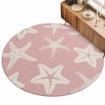 thumbnail image 2 of Round Area Rugs 3.3Ft, Pink Starfish Coastal Non-Slip Washable Circle Rugs Carpet, Nautical Summer Ocean Abstract Art Indoor Outdoor Rug Floor Mats Throw Runner for Bedroom Living Room Bathroom, 2 of 8