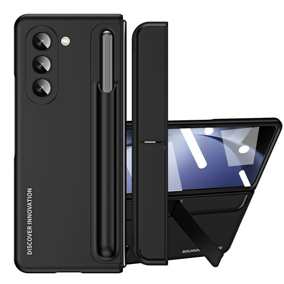 Dteck Kickstand Case for Galaxy Z Fold 5, with Detachable S Pen Holder & Built-in Screen Protector & Hinge Protection, Full Body Shockproof Phone Case for Samsung Galaxy Z Fold 5 5G with Stylus,Black
