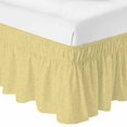 thumbnail image 2 of Sunny Yellow Solid Bed Skirt King Size 16 Inch Drop, Minimalist Cloth Soft Yellow Linen Texture Adjustable Elastic Dust Ruffles Bedskirt for King Bed Wrap Around Pleated Mattress Frame Cover, 2 of 9