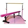 thumbnail image 3 of Iron Bar Gymnastics Bar Horizontal Bar 5 FT Height Adjustable Kip Bar Full Set + 6 FT x 4 FT Tumble Mat + 8 FT Adjustable Balance Beam for Kids Gymnasts, Boys Girls Home Gymnastic Training Set Pink, 3 of 3