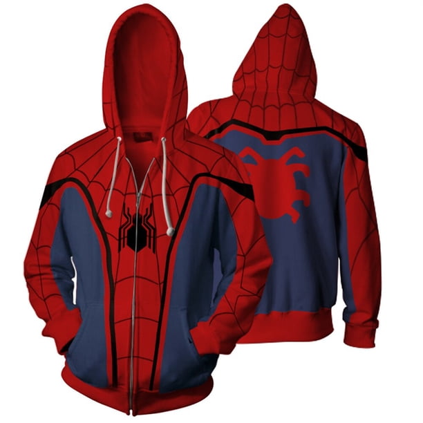 Marvel Superhero Cosplay Men's Zip Up Jacket, Homecoming Scarlet Spider, Zip Up Hoodies, Far From Home Hoodies, Hooded, Boys xuanjing unisex
