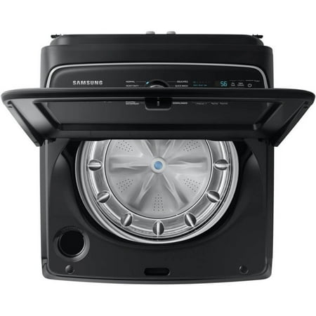 Samsung - 5.5 Cu. Ft. High-Efficiency Smart Top Load Washer with Super Speed Wash - Brushed Black