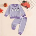 thumbnail image 2 of Futezty Baby Boy Girl Halloween Outfit Stripe Waffle Long Sleeve Sweatshirt Sweatpants Set Toddler Fall Clothes 3M-3T, 2 of 7