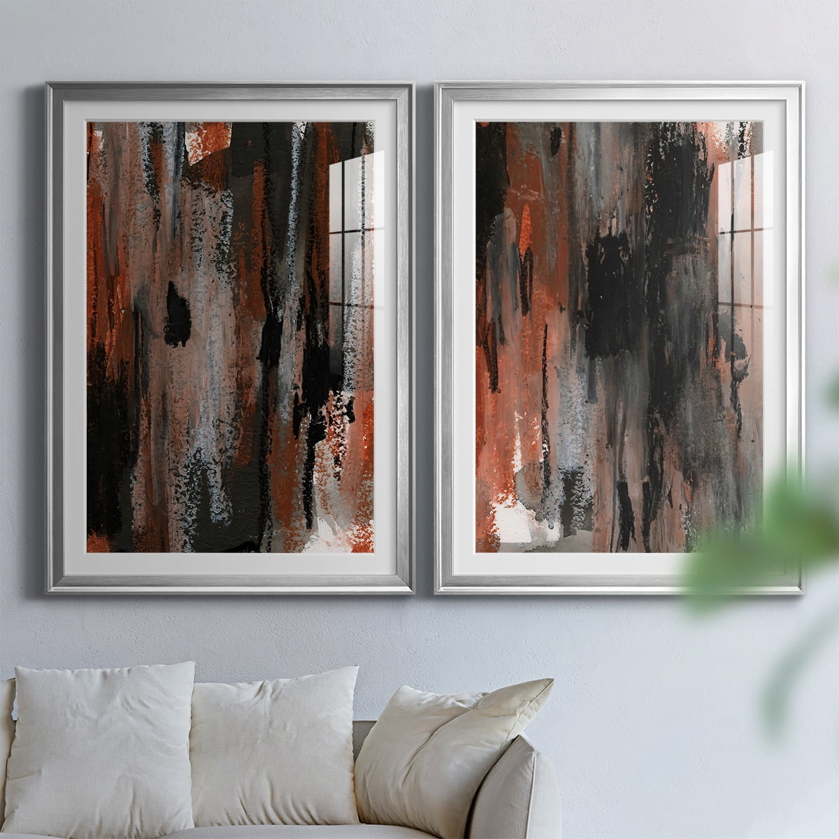 Wexford Home Loft Pastel VII Premium Framed Print, 30.5" x 42.5" - Ready to Hang, Silver (Set of 2)