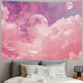 thumbnail image 2 of PRATYUS  Cloud Moon Phase Tapestry, Pink and White Cloud with Moon Phase and Stars Wall Tapestry for Bedroom, Pastel Beautiful Sky Wall Hanging Tapestry Wall Art for Living Room Dorm Decor Painting, 2 of 6