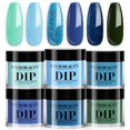 thumbnail image 1 of Set de uñas en polvo AZUREBEAUTY, azul, verde y brillante, 6 colores, 1 of 8