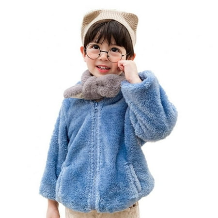

BULLPIANO Bear Ears Shape Coral Velvet Warm Hoodies Clothes Toddler Zip-up Light Jacket Sweatshirt Outwear For Baby Girls 1-7 Years