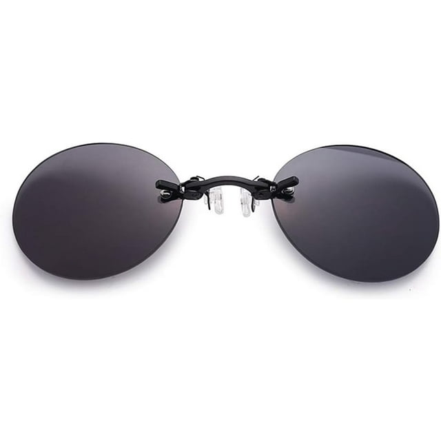 YAMEE Retro Round Clip-On Nose Sunglasses Matrix Morpheus Movie Rimless Clamp Glasses, 4 Colors