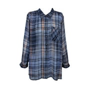 Top Blouse Plus Plaid Button Down Shirt 3X