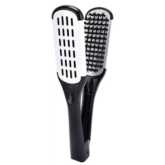 Boar Bristle Double Sided Brush Comb Clamp Anti-Static Hair Straightener Tool Comb Hair Splint Comb, White