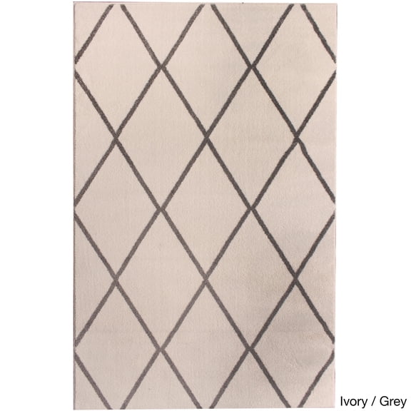 Super Area Rugs, Metro Stain-Resistant Gray & White Diamond Rug, 5' X 8'