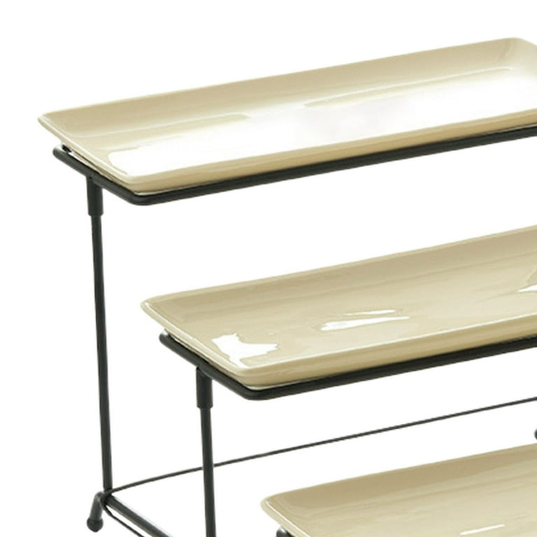 3 tier serving online stand with rectangle plates