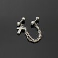 thumbnail image 2 of FAD BARBELL Pendiente de Clip Dangle Chain Ear Cuff Ear Stud Jewelry NUEVO Yuyangstore Piercing de oreja con barra con pendiente colgante de cruz de cadena, 2 of 8