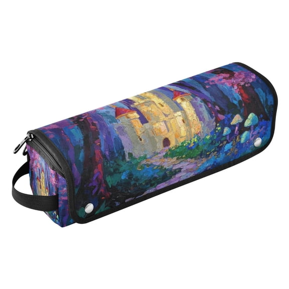 Hair Tools Storage with Heat Resistant Mat- Purple Trees Printed Curling Iron Travel Bag/Flat Iron Case for Women