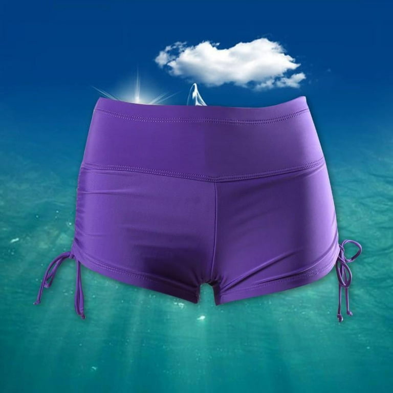 Swim Shorts for Women Swimwear, Womens Swim Shorts Tummy Control Bathing  Suits Women High Waisted Shorts Quick Dry Beach Shorts, Purple 