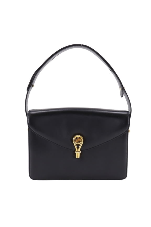 Pre-Owned Gucci Old Shoulder Bag, Vintage Calfskin, Black, A5 Size, Flap, Women's (Fair)