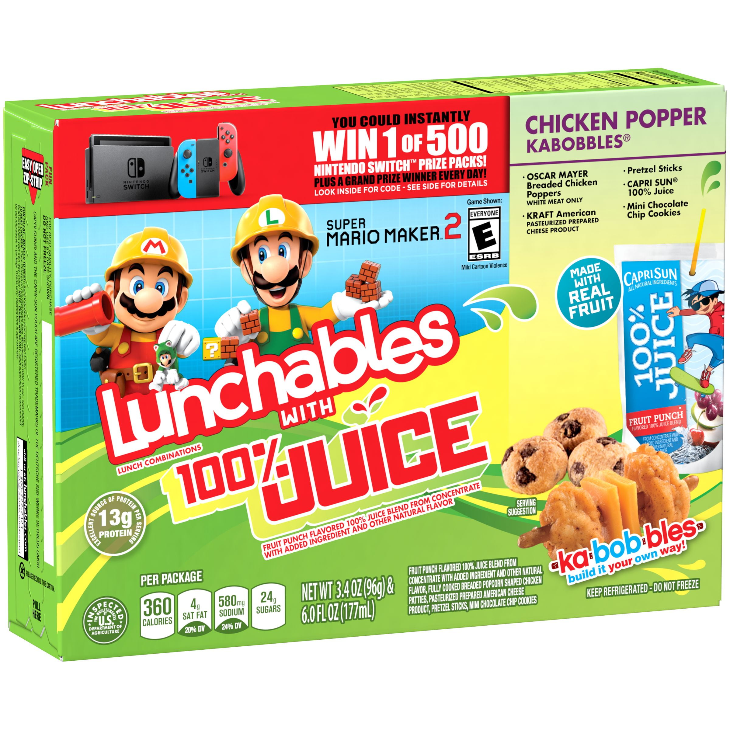 Lunchables Chicken Popper Kabobbles With 100% Juice, 9.4 oz Box