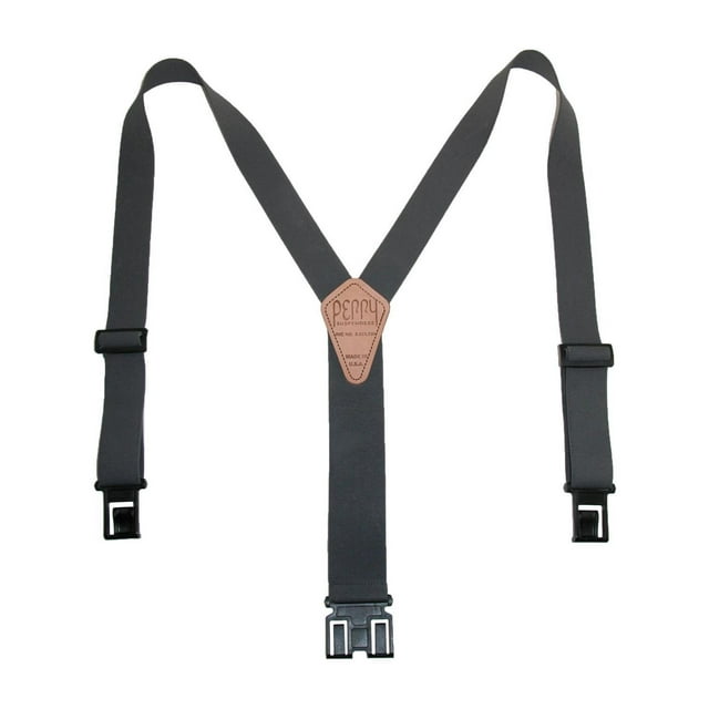 Perry Suspenders Mens Elastic Hook End 1 1/2 Inch Suspenders - Grey, Regular