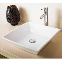 Walcut Modern Bathroom White Square Porcelain Ceramic Vessel Sink Bowl & Faucet Combo