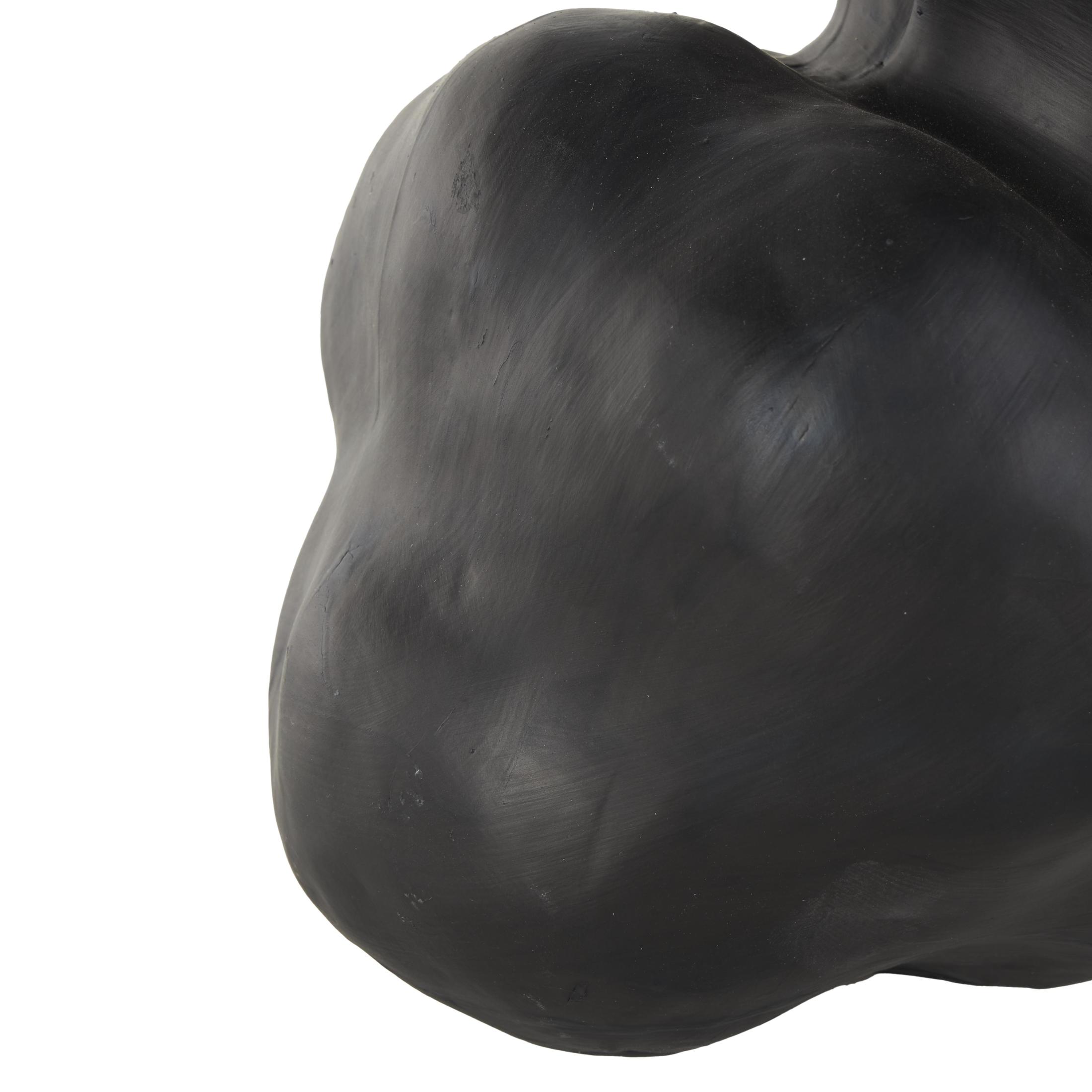 DecMode 9" Abstract Wide Rounded Floral Shaped Black Ceramic Vase with Petal Rim