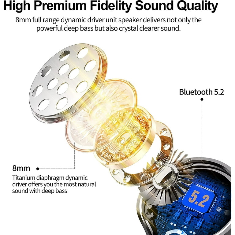 kurdene Bluetooth 5.2 Earbuds S8 Mini Small Ear Deep B Sound 30H Playtime Call Clear Waterproof Walmart