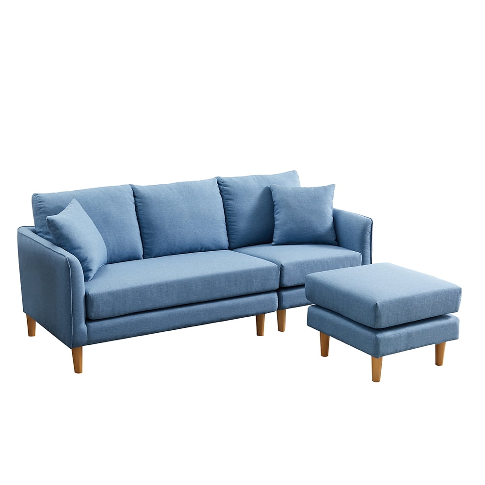 Kepooman Modern Velvet Fabric Convertible L-Shape Sectional Sofa Couch, Blue Kepooman Modern Velvet Fabric Convertible L-Shape Sectional Sofa Couch, Blue
