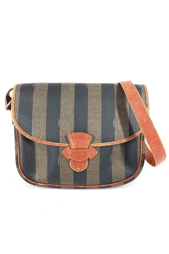 Pre-Owned FENDI Vintage Pequin Logo Bag, Crossbody Pouch, Flap Shoulder Leather, Men's &...
