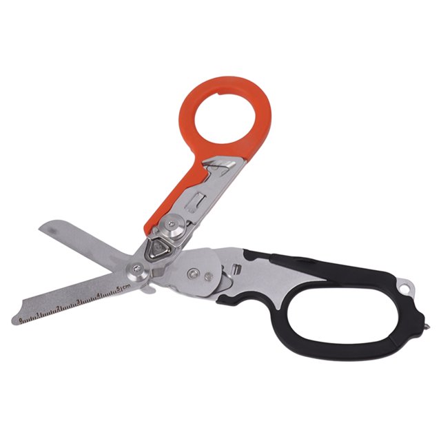 Foldable Shear, Latching Function Emergency Shear Portable Stainless Steel Multifunctional with Cutter for Outdoor Survival Black Orange,Blue,Orange,Sand Color,Green,Red,Black
