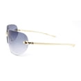 thumbnail image 3 of Diva Leopard Jewel Hinge Rimless Curved Wrap Lens Sunglasses Gold - Smoke, 3 of 4